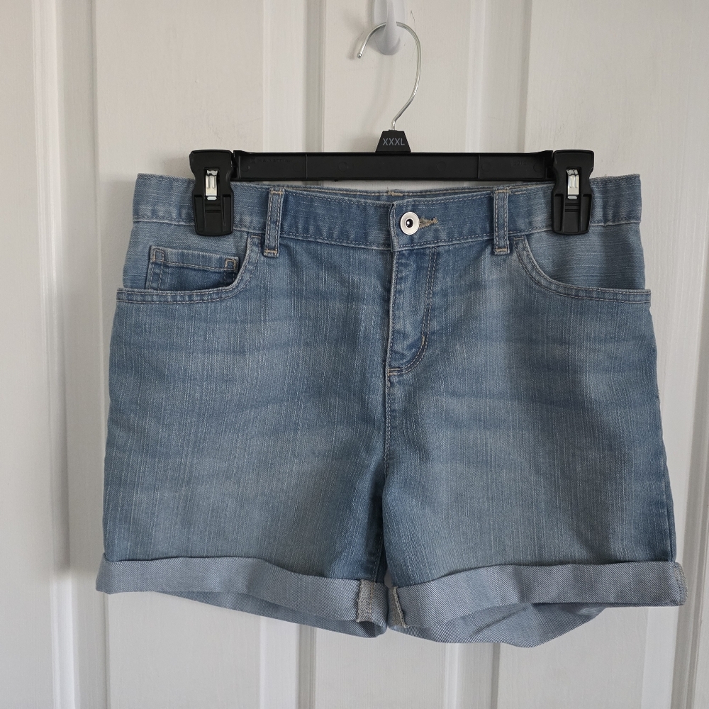 Childrens PLACE Shortie Cuffed Denim Shorts Girls Adjustable Waist Size 14 NWT